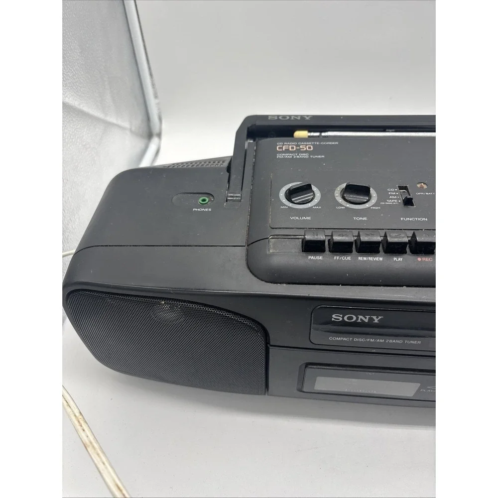 Sony CFD-50 Vintage CD Player  AM/FM Radio Tested. Tape Needs Repair